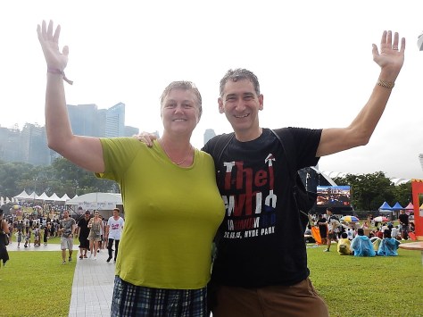 Kim and Mark G, a little damp!